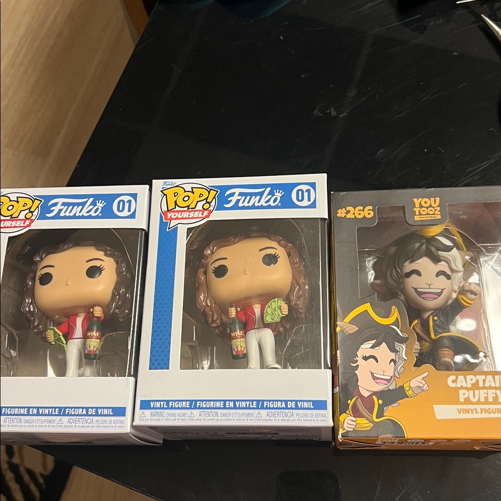 BUNDLE 2 FUNKO pop girls holding wine bottle and money and 1 Captain Puffy   NWT